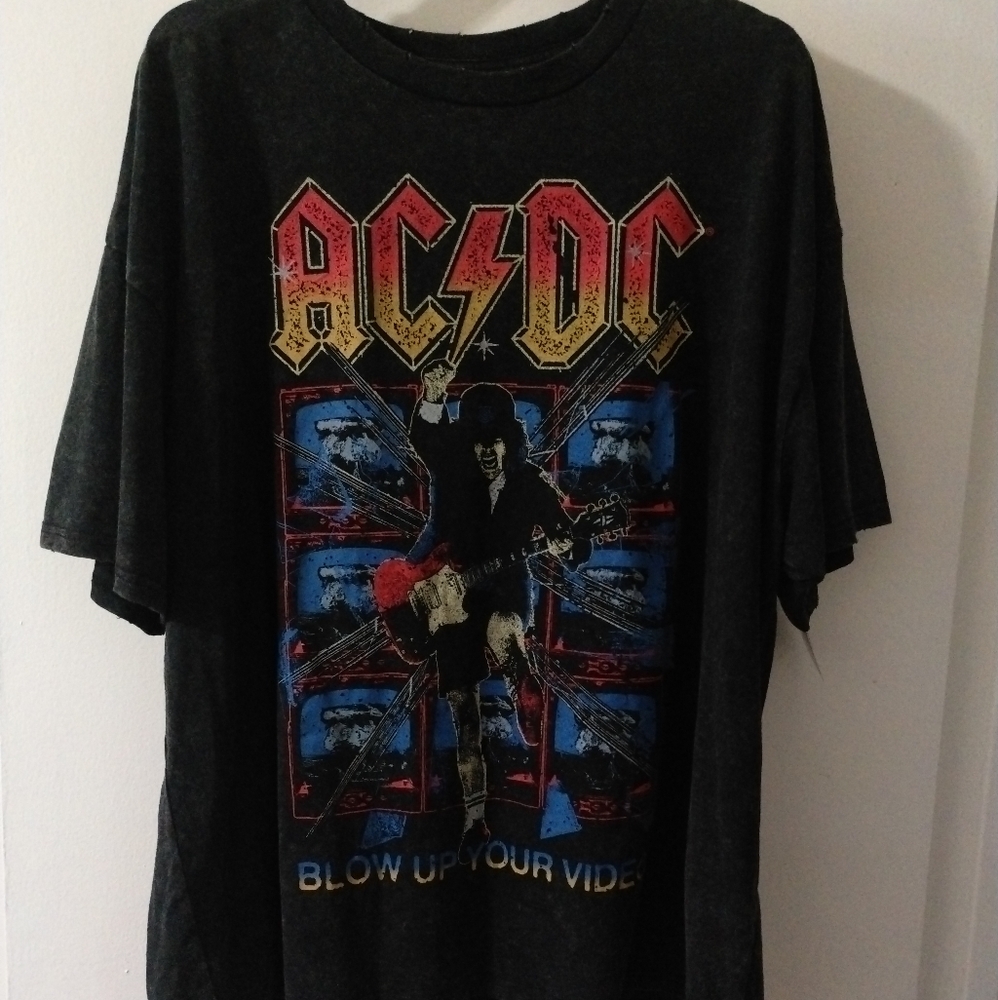 New With tags AC/DC Black Tee with Red and Yellow Design